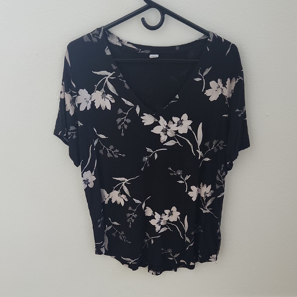 Old Navy Black Floral Blouse